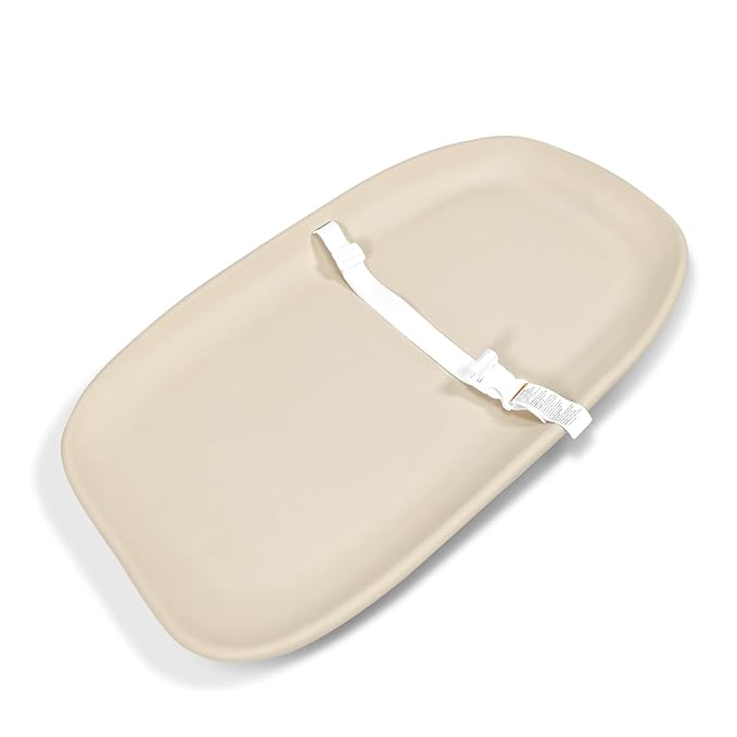Wipe-Clean Baby Changing Pad for Dresser Oat, Wipeable and Waterproof with Safety Belt and Non-Slip, Comfortable Soft Nursery EVA Foam Baby Changing Table Pad