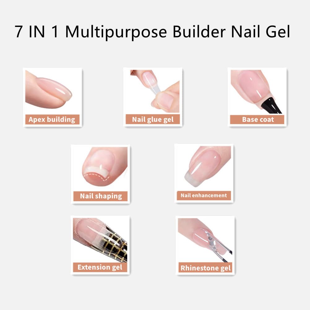 Builder Gel For Nails, Milky White Gel Polish Rubber Base For Nail Thickening Strengthener Extension LED Lamp Cured Color Base in A Bottle