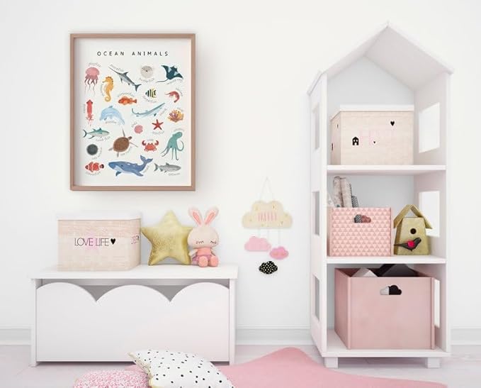 OZCONO Ocean Animals Learning Poster, Vibrant Sea Life Chart Kids, Preschool Wall Decor Art, Homeschool Education Guide (Unframed) (12x18)