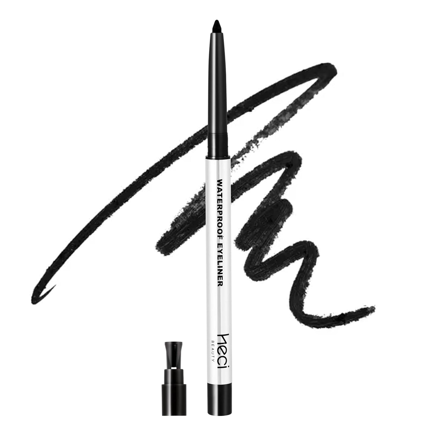 Mechanical Gel Eyeliner Pencil with a High-Pigment, Waterproof & Smudge-resistant, Glide Tip Eye Makeup with Up to 24HR Wear, Waterline Eye Liner with Built-in Sharpener (Black)