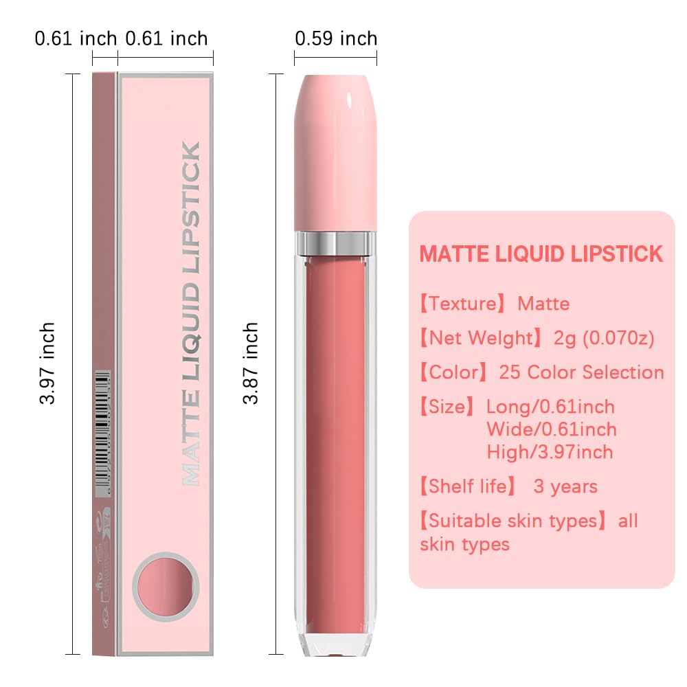BINGBRUSH Super Matte Longwear No-Budge Stay On Smudge Proof Liquid Lipstick Long Lasting Makeup for Women,Highly Pigmented Color and Instant Shine, Cheeky