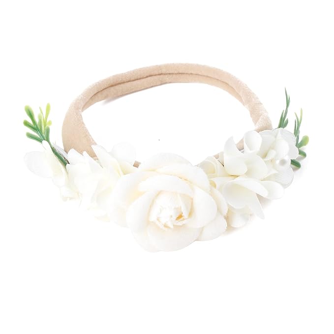 cherrboll 3pcs Baby Girl Headbands Flowers, Super Soft & Stretchy Nylon Floral Hairbands for Newborn Toddler
