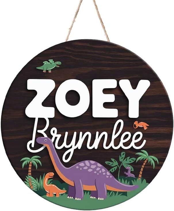 Personalized Name Sign for Nursery, Dinosaur Sign for Baby Door Decor, Newborn Gifts for Boy, Boys Nursery Wall Bedroom Decorations, Mother's Day Gifts for New Mom Dad Gift