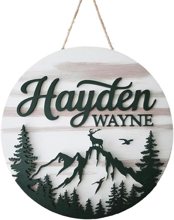 Personalized Name Sign for Nursery, Animals Sign for Baby Door Decor, Newborn Gifts for Boy, Boys Nursery Wall Bedroom Decorations, Mother's Day Gifts for New Mom Dad Gift