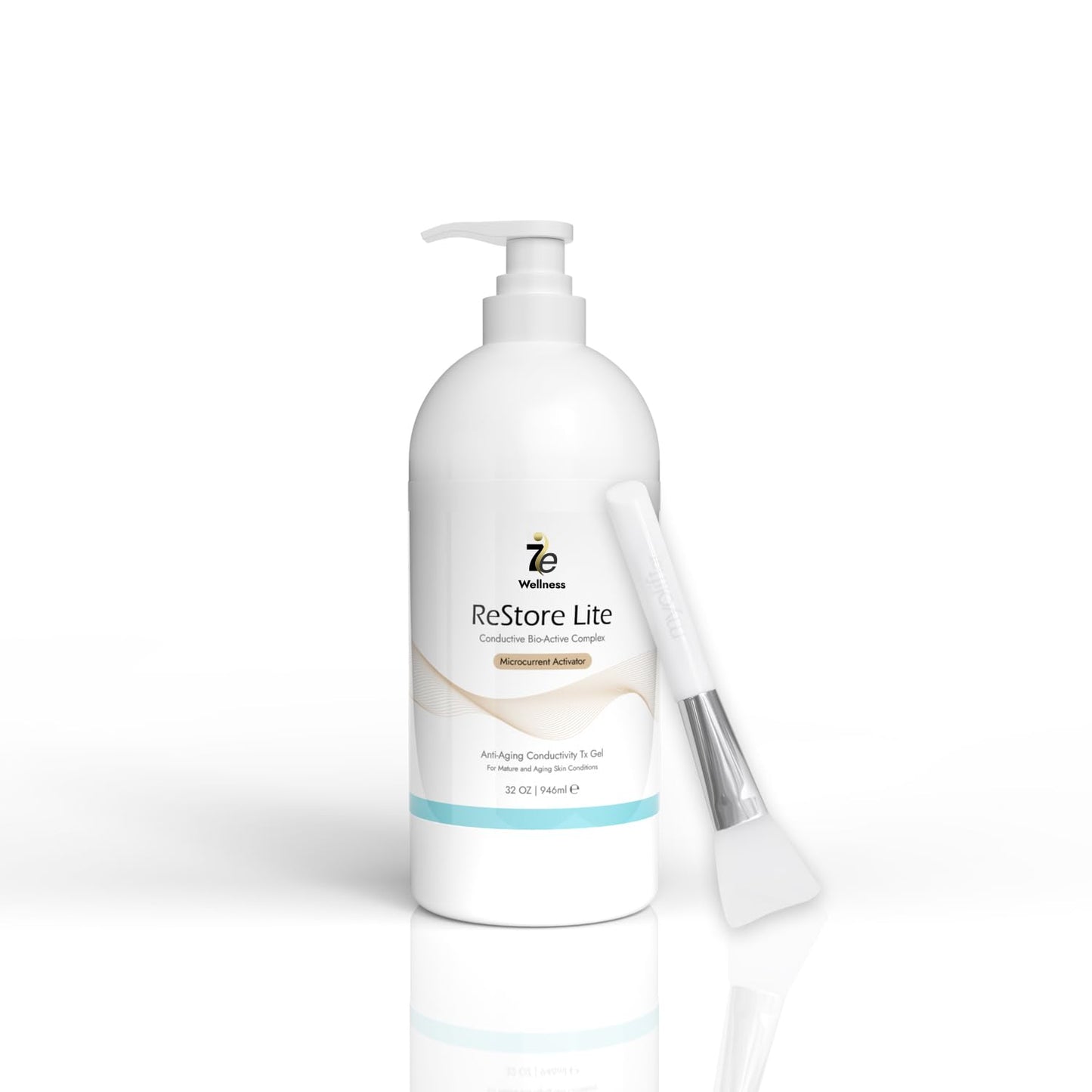 7E Wellness Myolift Restore Lite Gel- 32oz - Conductive Gel for Beauty & Skincare, Microcurrent, Face Mask Brush - 32oz / 1L