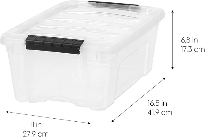 IRIS USA 13 QT Plastic Storage Box with Lid and Latches - 6 Pack - BPA-Free, See-Through Organizing Solution, Durable Nestable Stackable Containers, Secure Pull Handle - Clear