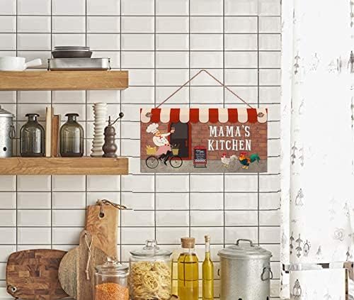 Mama's Kitchen Sign Fat Chef Sign WC Best Chef French Chef Cafe Sign Bistro Style Personalized Gift for Her, Customized Door Hanging Plaque Wood Sign