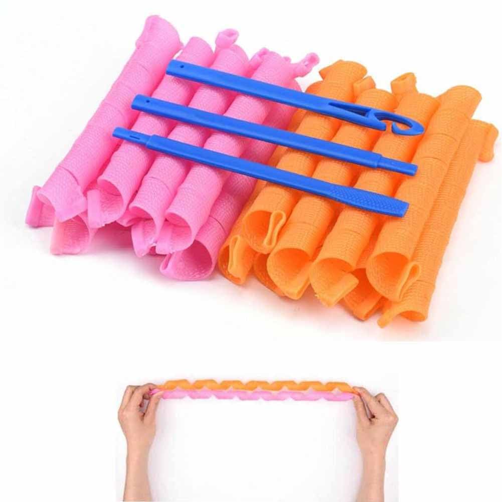 Heatless Hair Curling Set Magic No Heat Spiral Hair Curls Portable DIY Rollers Styling Kit Durable Beauty Makeup(20pcs*19.7in)