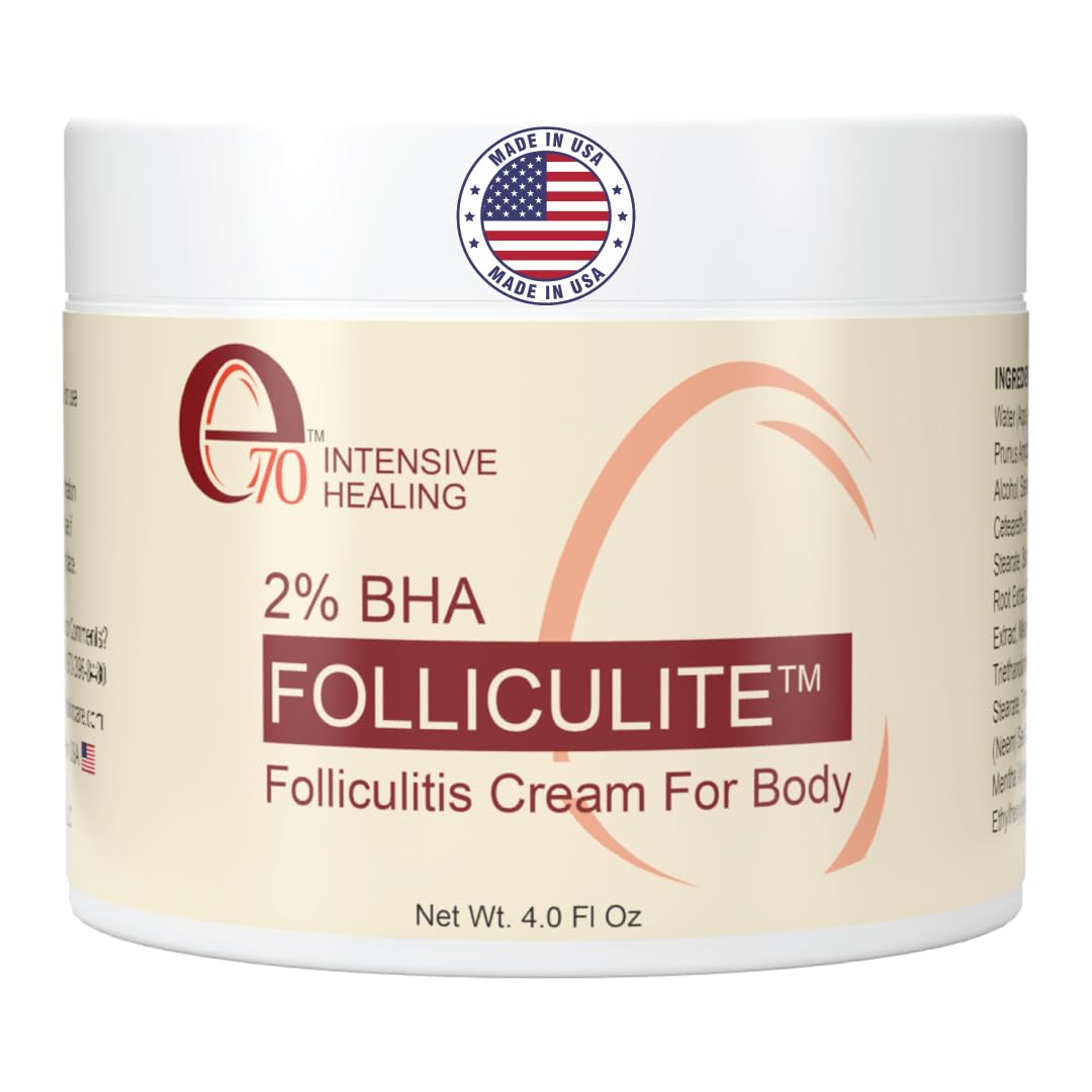Folliculitis Cream – Folliculitis Treatment for Red Bumps, Ingrown Hairs & Razor Irritation – 2% BHA, Tea Tree, Salicylic Acid, Turmeric & Aloe – Scalp Acne treatment (4 oz)