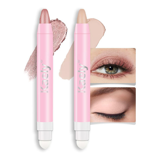evpct 2Pcs Cream Eyeshadow Sticks Set for Eyes Waterproof, Rose Shimmer & Desert Matte Cream Eyeshadow Applicator Stick Pen, Long Lasting High Pigmented Eye Shadow sombras en crema para ojos 27 + 28