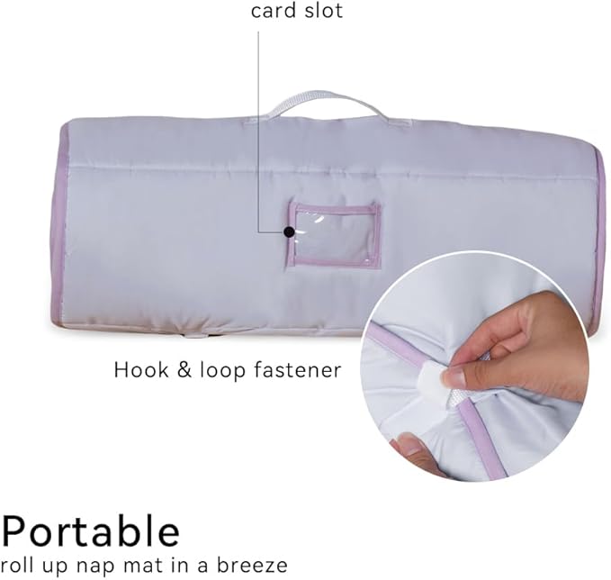 Toddler Nap Mat with Pillow and Minky Blanket 55''x35'' Toddler Sleeping Bag for Daycare, Preschool Travel Camping Mat Nap Mat for Boys and Girls