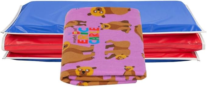 KinderMat + Eric Carle Kinderbundle - Brown Bear, Brown Bear, What Do You See? - Full Nap Mat & Washable Cover, Special Edition - 47" x 22", Value Bundle, Great for Daycare & Family Households