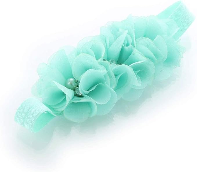 My Lello Flower Headbands Baby - Girls - Toddler Fabric Beaded Stretchy Elastic Pair