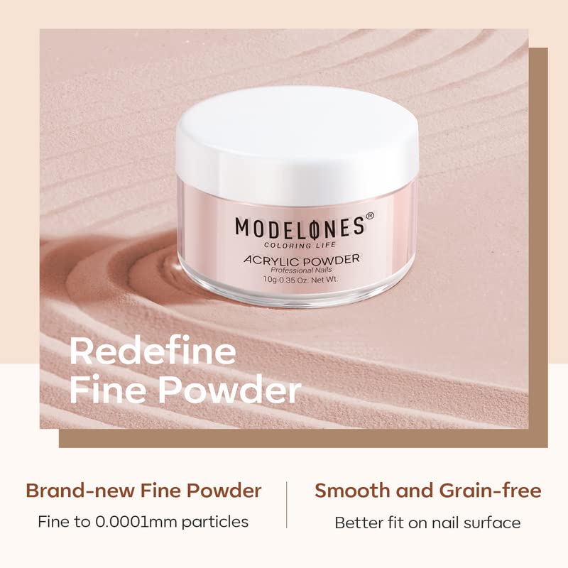 Modelones Acrylic Powder 6 Colors Acrylic Nail Powder Kit Skin Tones Brown Neutral Milky Daily Elegant Nail Acrylic Powder for 3D Acrylic Nail Art Nail Extension No Nail Lamp Needed
