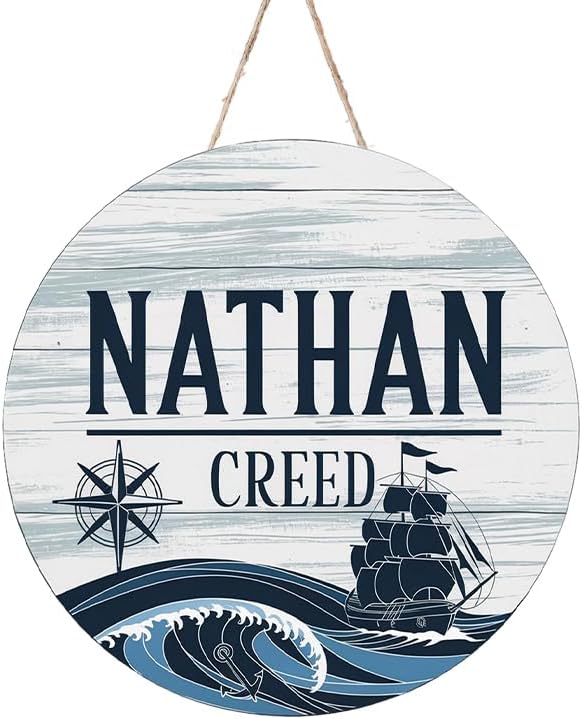 Personalized Name Sign for Nursery, Anchor Sign for Baby Door Decor, Newborn Gifts for Boy, Boys Nursery Wall Bedroom Decorations, Mother's Day Gifts for New Mom Dad Gift