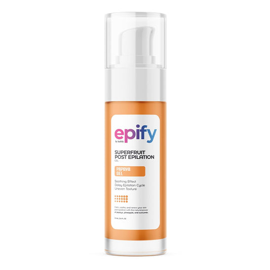Epify Superfruit Post Epilation Papaya Gel, Hair Inhibitor for Face and Body, Non-Irritating Formula, Soothing Effect, Hair Growth Minimizer, 2.54 Fl Oz (1)