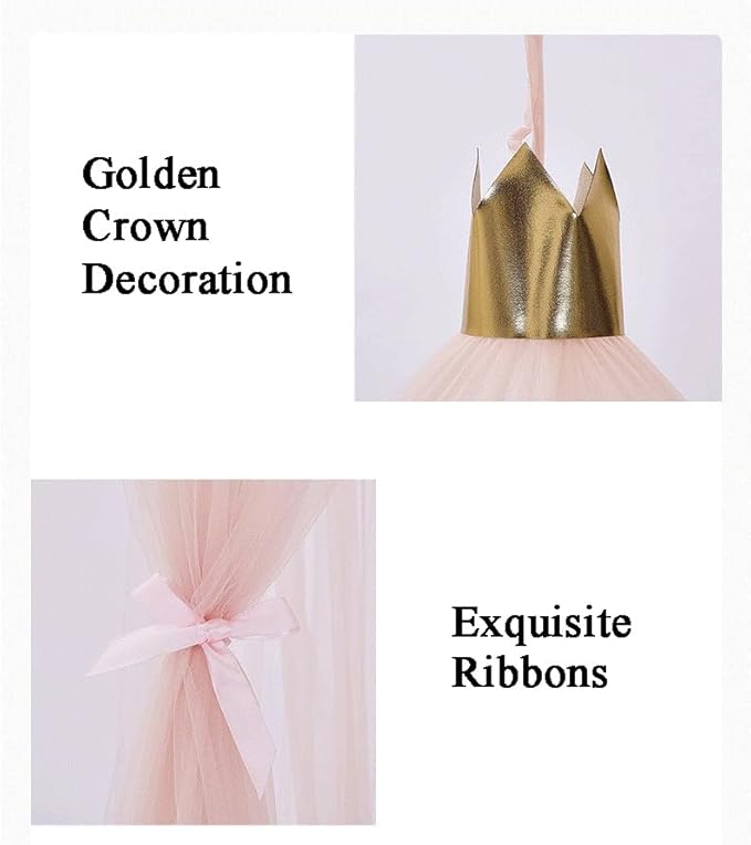 Bed Canopy for Girls - Soft, Washable and Easy to Install, Crib Canopy for Girls' Room with Star Decor, Princess Bed Canopy for Crib,Bed,Reading Nook, Snow White