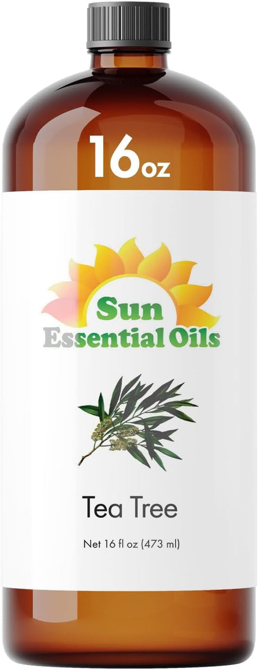 Sun Essential Oils - 16 oz Tea Tree Essential Oil for Skin, Hair, Scalp, Diffuser, Humidifier & Aromatherapy Massage - Scent for DIY Soap, Candle, Shampoo & Lotion Making at Home