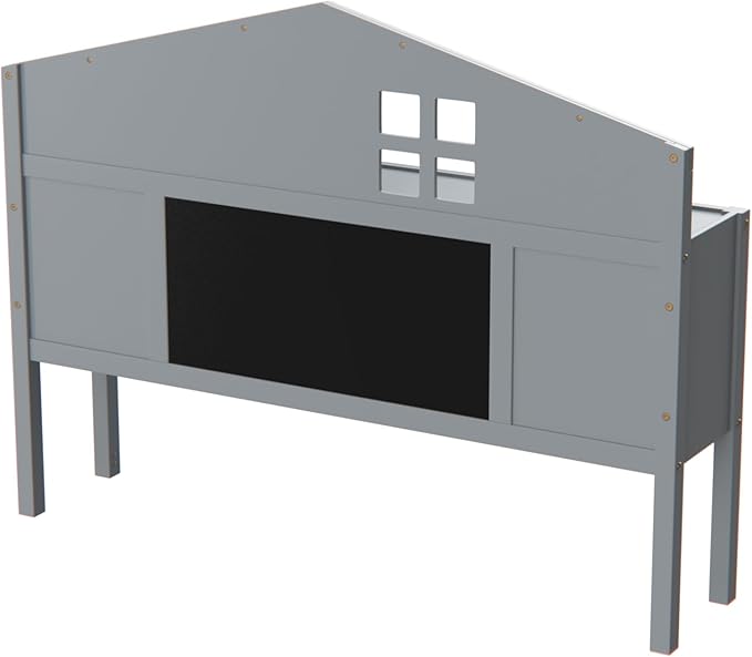 Headboard Storage Cabinet for Full-Size Montessori Floor Bed, Grey,Freely Collocation