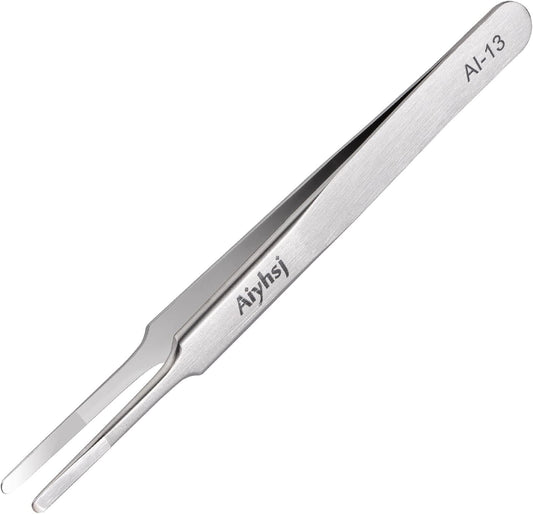 Precision Tweezer, Upgraded Professional Flat Tip Round, High-end Stainless Steel Tweezers for Craft, Electronics, Laboratory Work, Also Great Precision for Hair and Ingrown Hair Removal