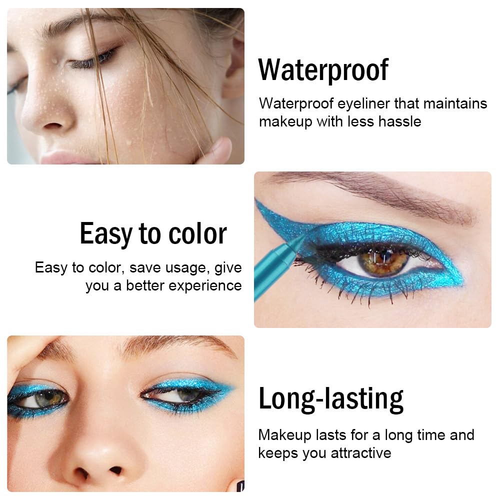 Kaely Gel Eyeliner Pencil for Women, Sky Blue Eye Liner Waterproof Smudge Proof with Sharpener, Waterline Eye Makeup Liners, delineador de ojos contra el agua, Vegan & Cruelty-Free, 09
