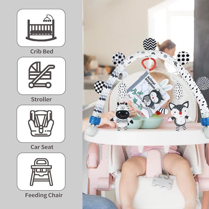 Baby Activity Travel Mobile Arch Toy, Black and White Crib Toys (Animal)