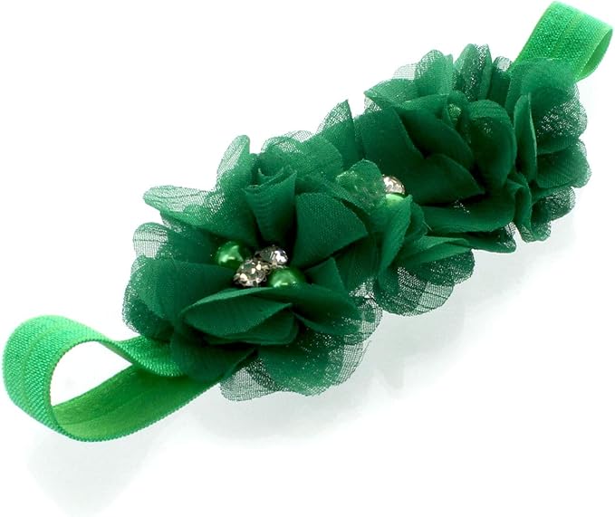 My Lello Flower Headbands Baby - Girls - Toddler Fabric Beaded Stretchy Elastic Pair