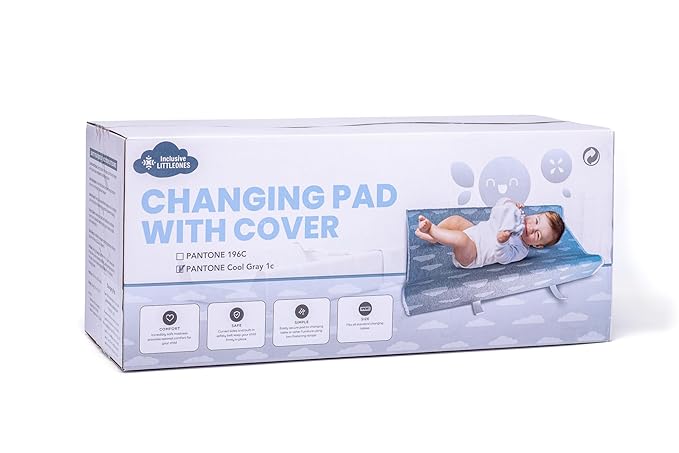 Baby Diaper Changing Pad Soft, Waterproof Changing Pad, Non-Slip Bottom, Safety Straps & Ergonomic Contoured Design - Wipeable Changing Pad Cover Standard Size (31.5"x16") Changing Tables & Dressers