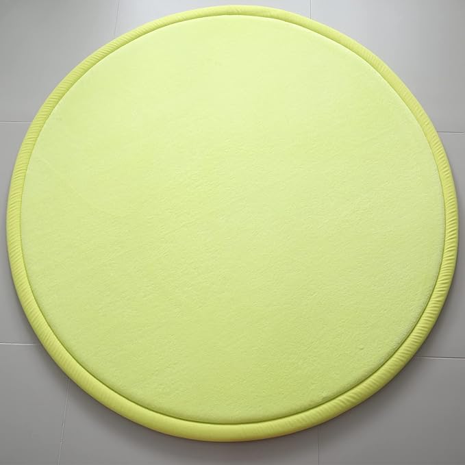 Loartee Thick Kids Round Rug - Coral Velvet Area Rugs, Memory Foam Circular Carpet for Nursery Playroom Home Decor Dormitory, Diameter 71 inch, Apple Green
