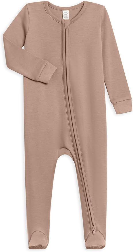 Colored Organics Baby Zip-Up Footed Sleeper with 2-Way Zipper - Newborn Organic Cotton Pajamas