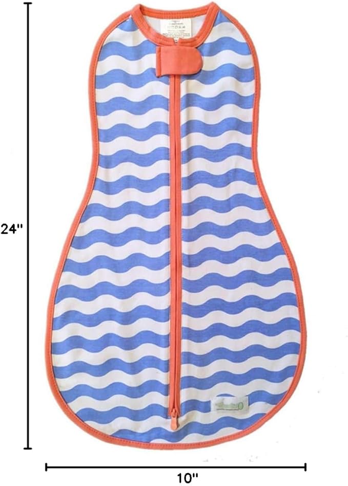 Woombie Original Baby Swaddling Blanket - Soothing, Cotton Baby Swaddle with Zipper - Wearable Newborn Blanket, Summer Waves, 14-19 lbs