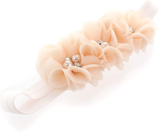 My Lello Flower Headbands Baby - Girls - Toddler Fabric Beaded Stretchy Elastic Pair