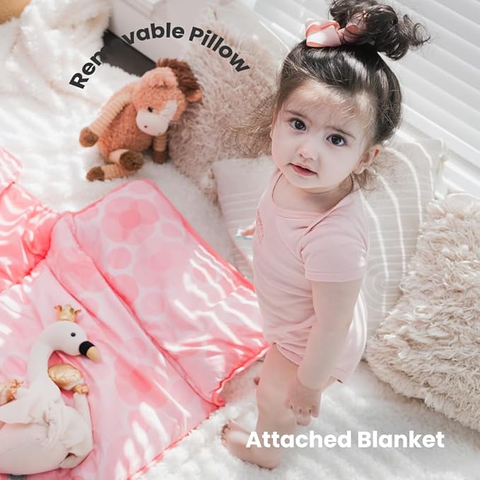 Toddler Nap Mat with Removable Pillow and Blanket (21" x 48") - Soft Sleep Mats for Kids, Daycare, Preschool, Travel - Machine Washable Roll Up Sleeping Bag - Nap Mat by Zunee