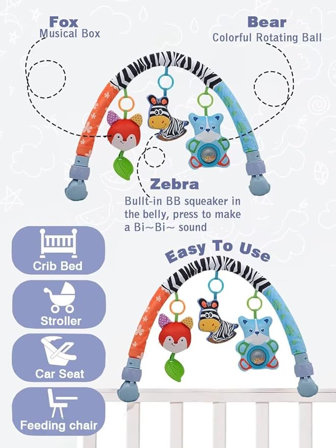 Pau1Hami1ton Baby Stroller Arch Toys, Car Seat Toys,Baby Gifts.S-19(Zebra-1)