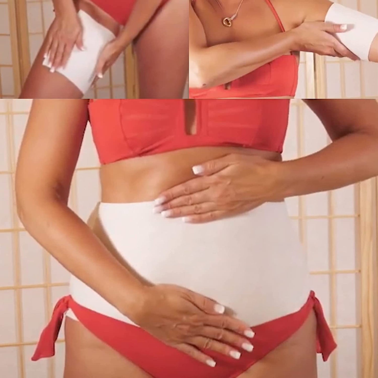 Tummy Body Wrap with Guarana, Green Tea, Seaweed Wraps Works for Stomach Belly Legs Arms Abdomen. (4 Wraps + Gel)