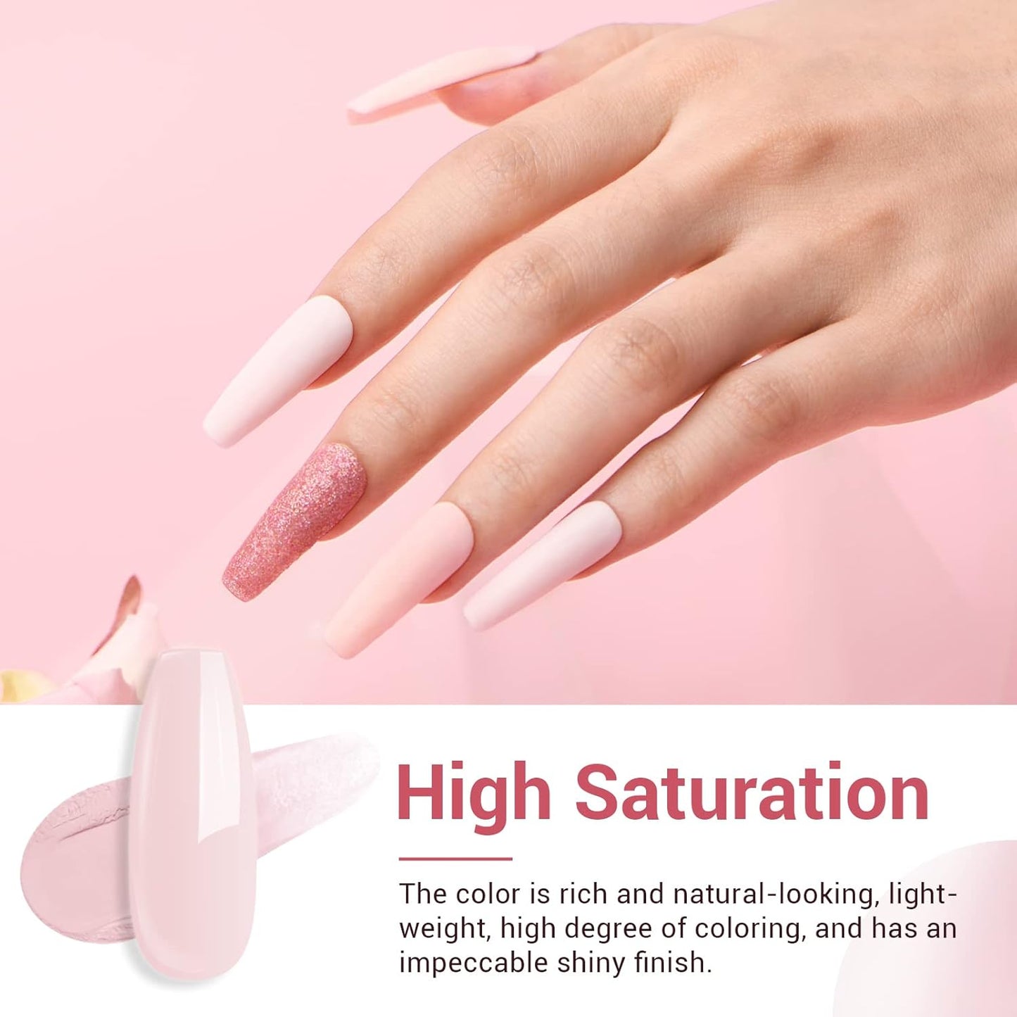 AZUREBEAUTY Dip Powder Nail Kit Starter, 4 Colors Pink Tones Dipping Powder Set, French Nail Art Base Top Coat Activator Liquid All Seasons Manicure DIY Salon 12 PCS