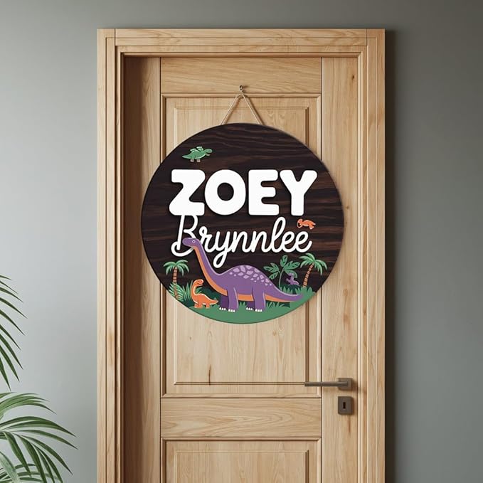 Personalized Name Sign for Nursery, Dinosaur Sign for Baby Door Decor, Newborn Gifts for Boy, Boys Nursery Wall Bedroom Decorations, Mother's Day Gifts for New Mom Dad Gift