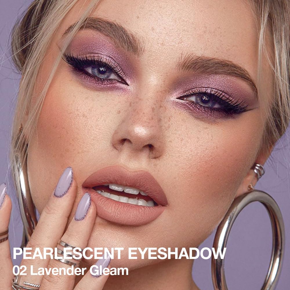 BINGBRUSH Glitter Eyeshadow Stick & Eyeliner Pencil, 4-in-1 Metallic Shimmer Cream Eyeshadow, Long-Lasting Waterproof Eye Brightener, Highly Pigmented Eye Makeup(#02-Lavender Gleam)