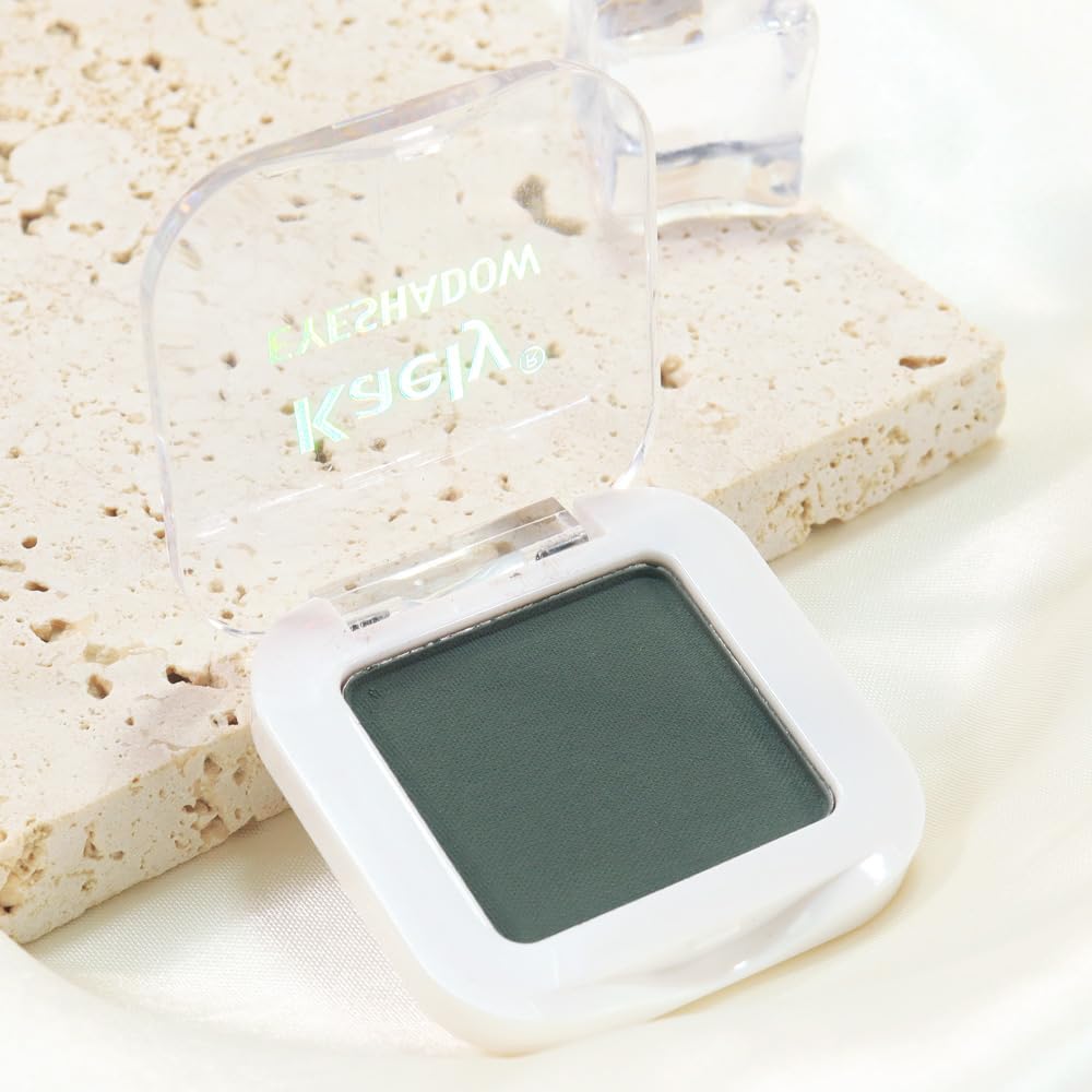Kaely Pressed Single Eyeshadow Makeup, Forest Green Matte Highly Pigmented Monochrome Eye Shadow Palette, Waterproof Neutral Powder Mini Eyeshadow, sombras para ojos, Lightweight Blendable, 16