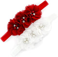 My Lello Flower Headbands Baby - Girls - Toddler Fabric Beaded Stretchy Elastic Pair