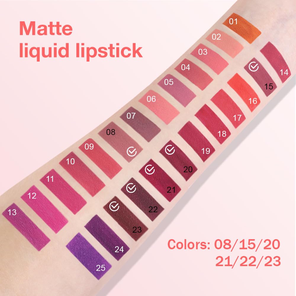 BINGBRUSH Super Matte Longwear No-Budge Stay On Smudge Proof Liquid Lipstick Long Lasting Makeup for Women,Highly Pigmented Color and Instant Shine, Cheeky, Soft Matte Lip Cream Lightweight Lipgloss