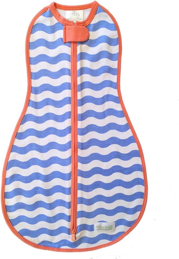 Woombie Original Baby Swaddling Blanket - Soothing, Cotton Baby Swaddle with Zipper - Wearable Newborn Blanket, Summer Waves, 14-19 lbs