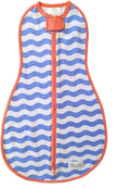 Woombie Original Baby Swaddling Blanket - Soothing, Cotton Baby Swaddle with Zipper - Wearable Newborn Blanket, Summer Waves, 14-19 lbs