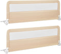 HONEY JOY Bed Rail for Toddlers, 59-in Extra Long, Portable Safety Guardrail w/Double Safety Child Lock, Foldable Baby Bed Rail Guard, Fit King & Queen Full Twin Size Bed Mattress (2 Pack, Beige)