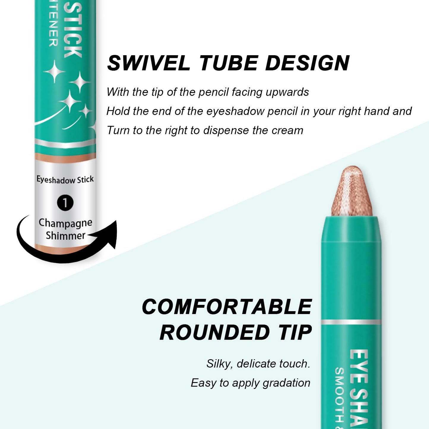 4Pcs Eyeshadow Stick, Cream Eye Shadow Brightener Sticks Set for Eyes, Champagne Pearl Taupe Bronze Cocoa Stone Putty Smoky Amethyst Shimmer Matte Pencil Eye Eye Liner Makeup Waterproof (4PCS B)