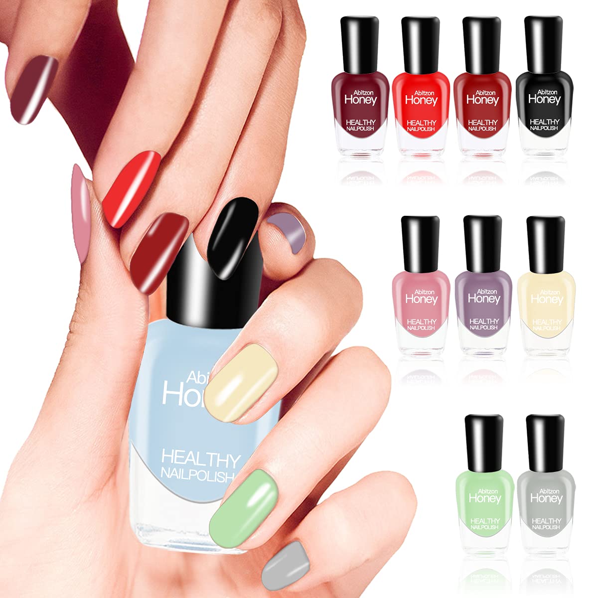 New Nail Polish Set (10 Bottles) Non-Toxic Eco-Friendly Easy Peel Off and Quick Dry Water Based Nail Polish