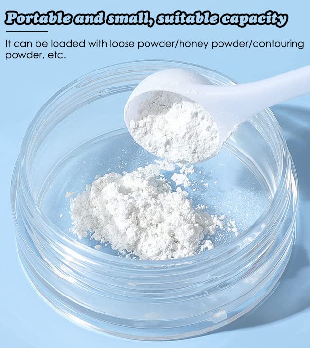 AKOAK 2 Pcs Capacity 20 ml(0.67 oz) Empty Reusable Plastic Loose Powder Compact Container DIY Makeup Powder Case with Sponge Powder Puff,Mirror and Elasticated Net Sifter (Small mesh face)