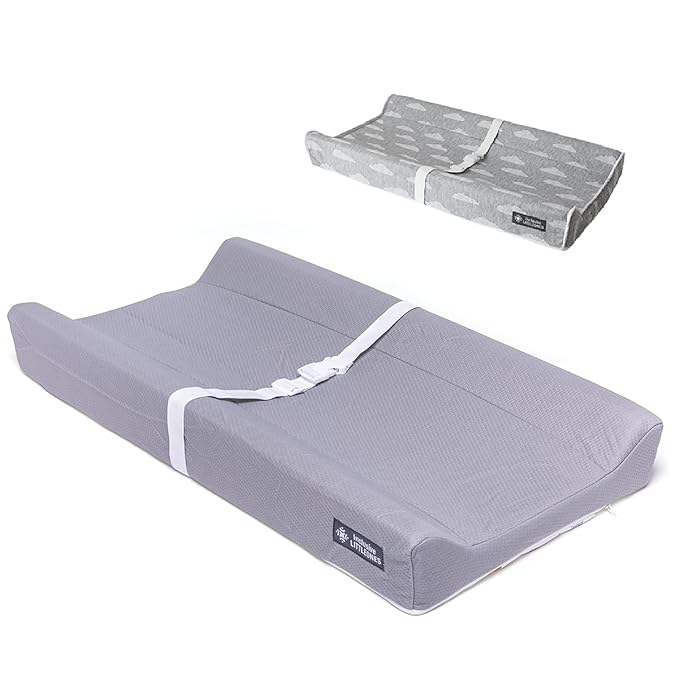 Baby Diaper Changing Pad Soft, Waterproof Changing Pad, Non-Slip Bottom, Safety Straps & Ergonomic Contoured Design - Wipeable Changing Pad Cover Standard Size (31.5"x16") Changing Tables & Dressers