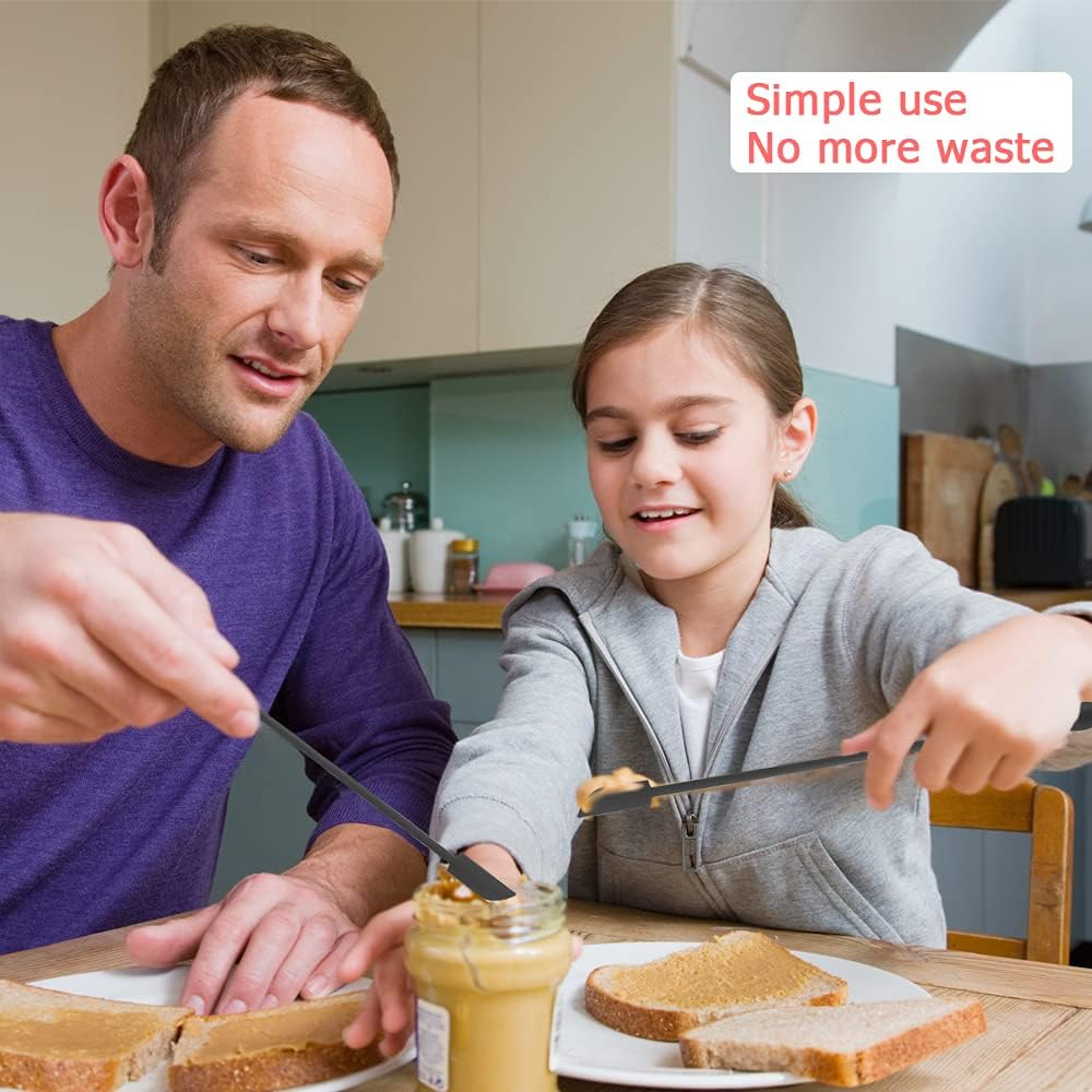 Set of 8 Mini Spatulas Makeup Scraper, MaehSab Silicone Reusable Tiny Thin Jar Scraper for Getting Last Lotion out, Rubber Makeup Long Spoon Bottle Scraper for Kitchen Food Beauty Make up, Black