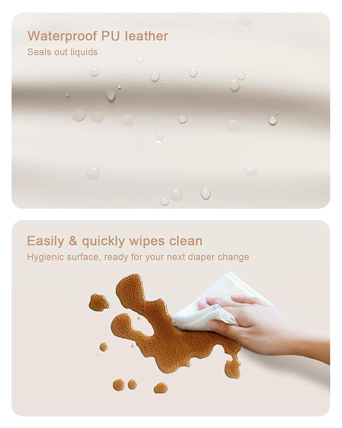 YACODAVO Wipeable Baby Changing Pad for Dresser and Table, Cozy Diaper Changing Pad with Waterproof & Wipe-Clean Leather Cover, Standard Size (31.5" L x 15.8" W), Off-White